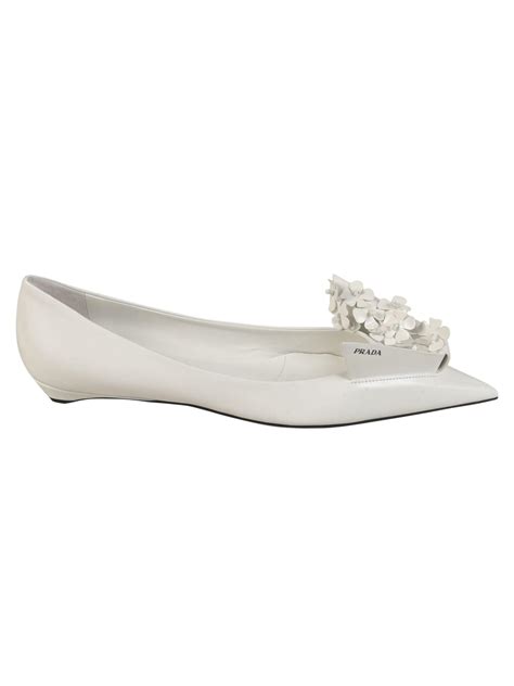 prada floral applique shoes|Prada Floral Ballerinas in White .